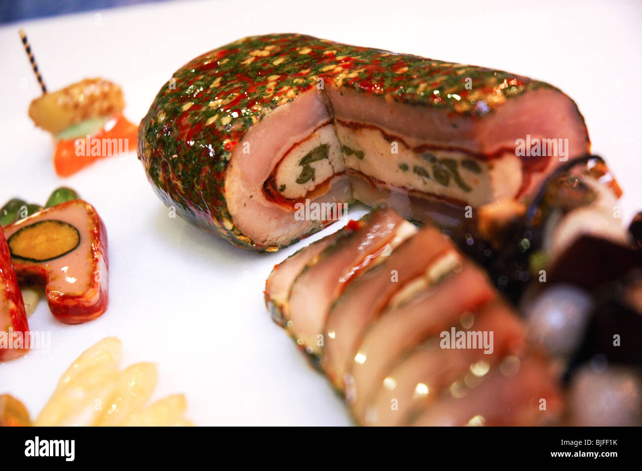 italian cuisine served in a decorated dish for a gastronomic competition Stock Photo