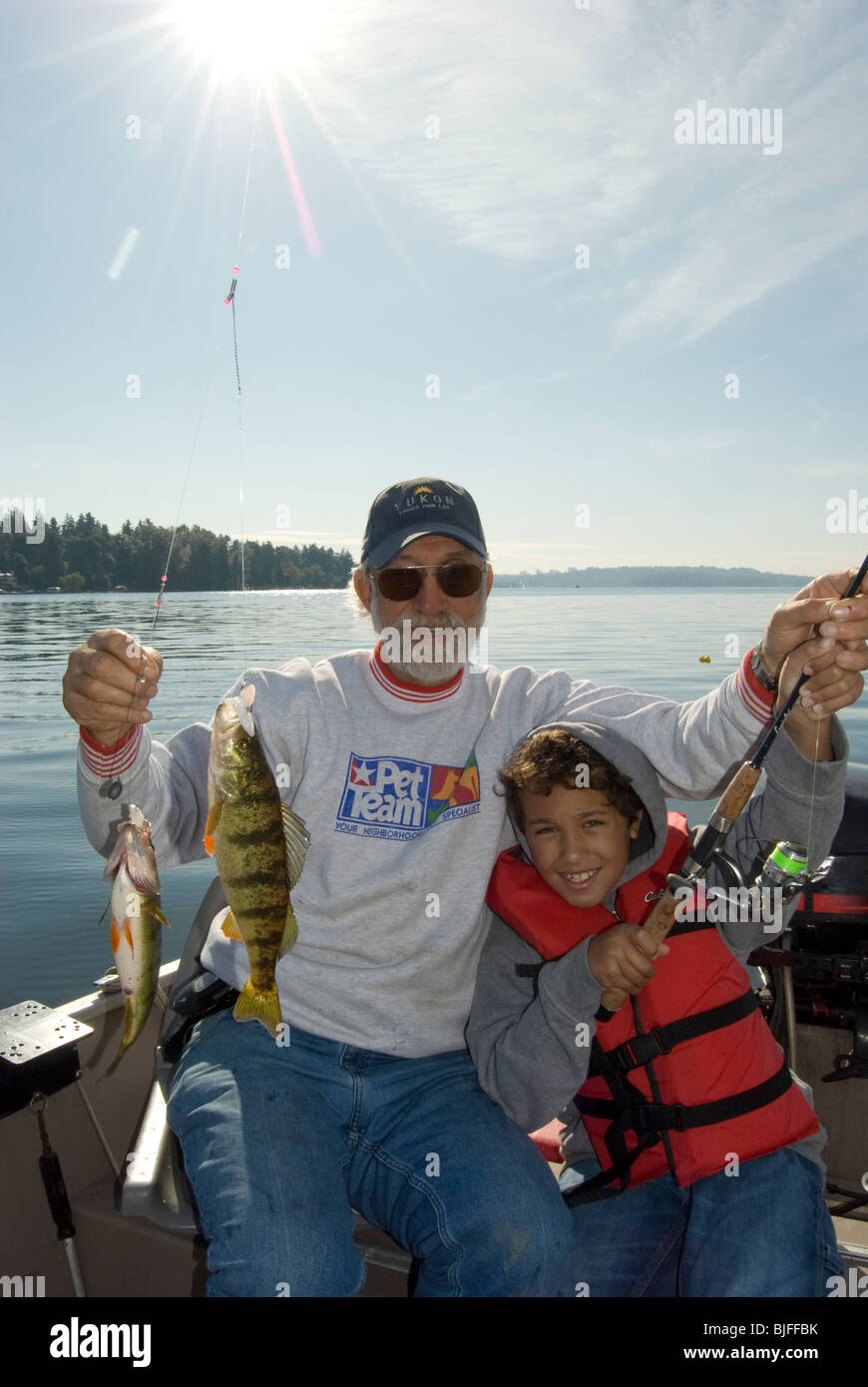 Perch fishing on Lake Washington in Juanita Bay, Kirkland, Washington