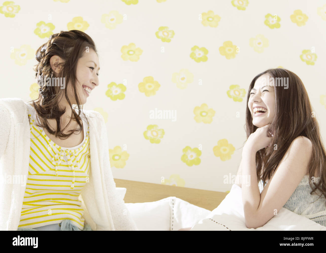 Woman enjoying talking Stock Photo Alamy