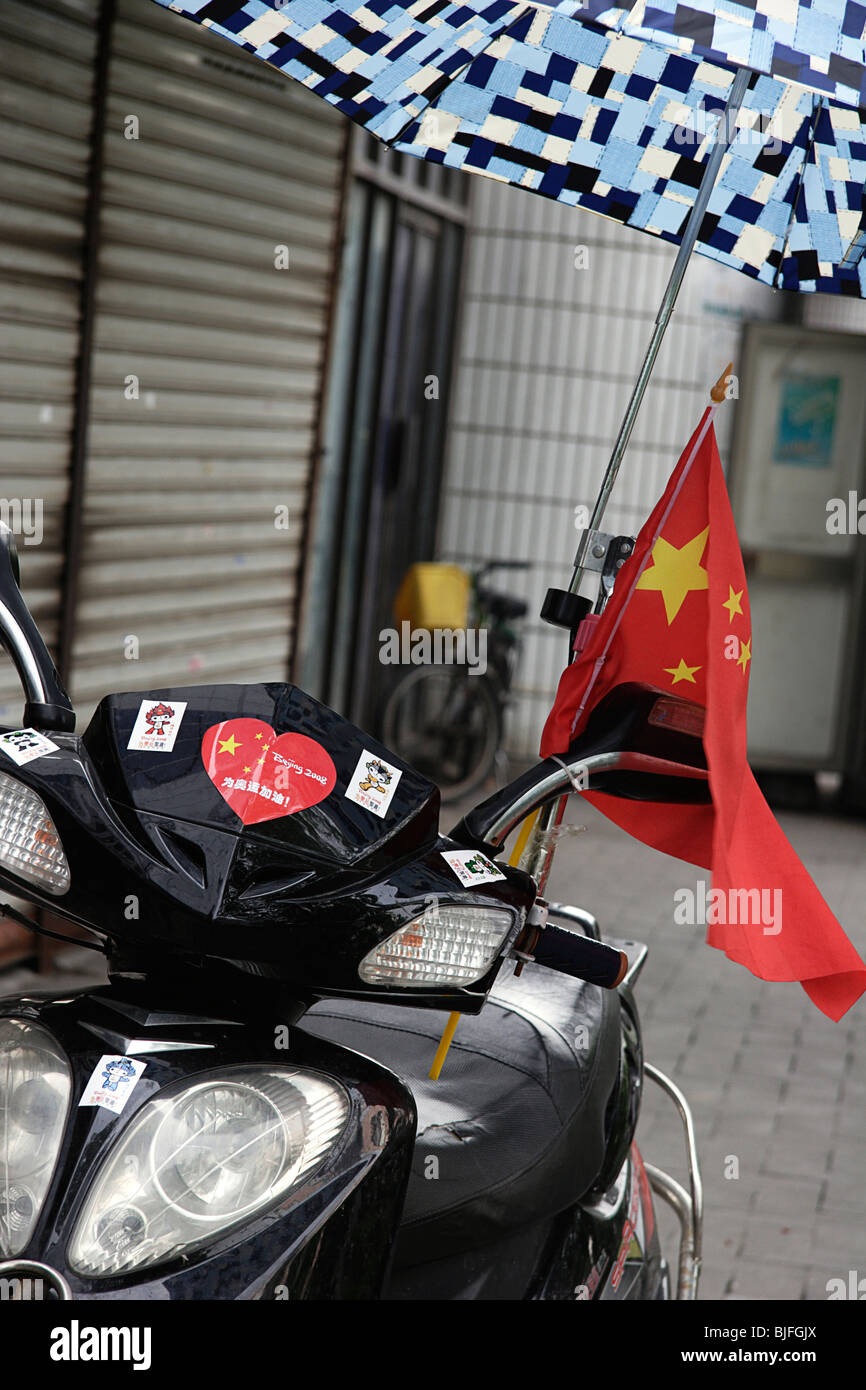 Motorcycle patriotism in Beijing, China Stock Photo