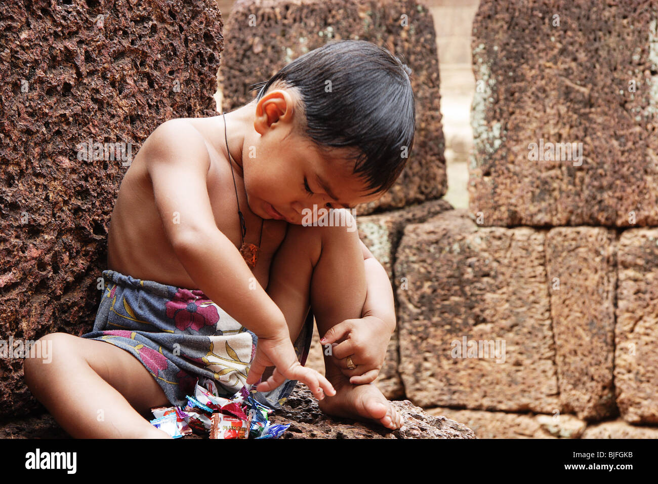 Local boy at Banteay Srei Stock Photo