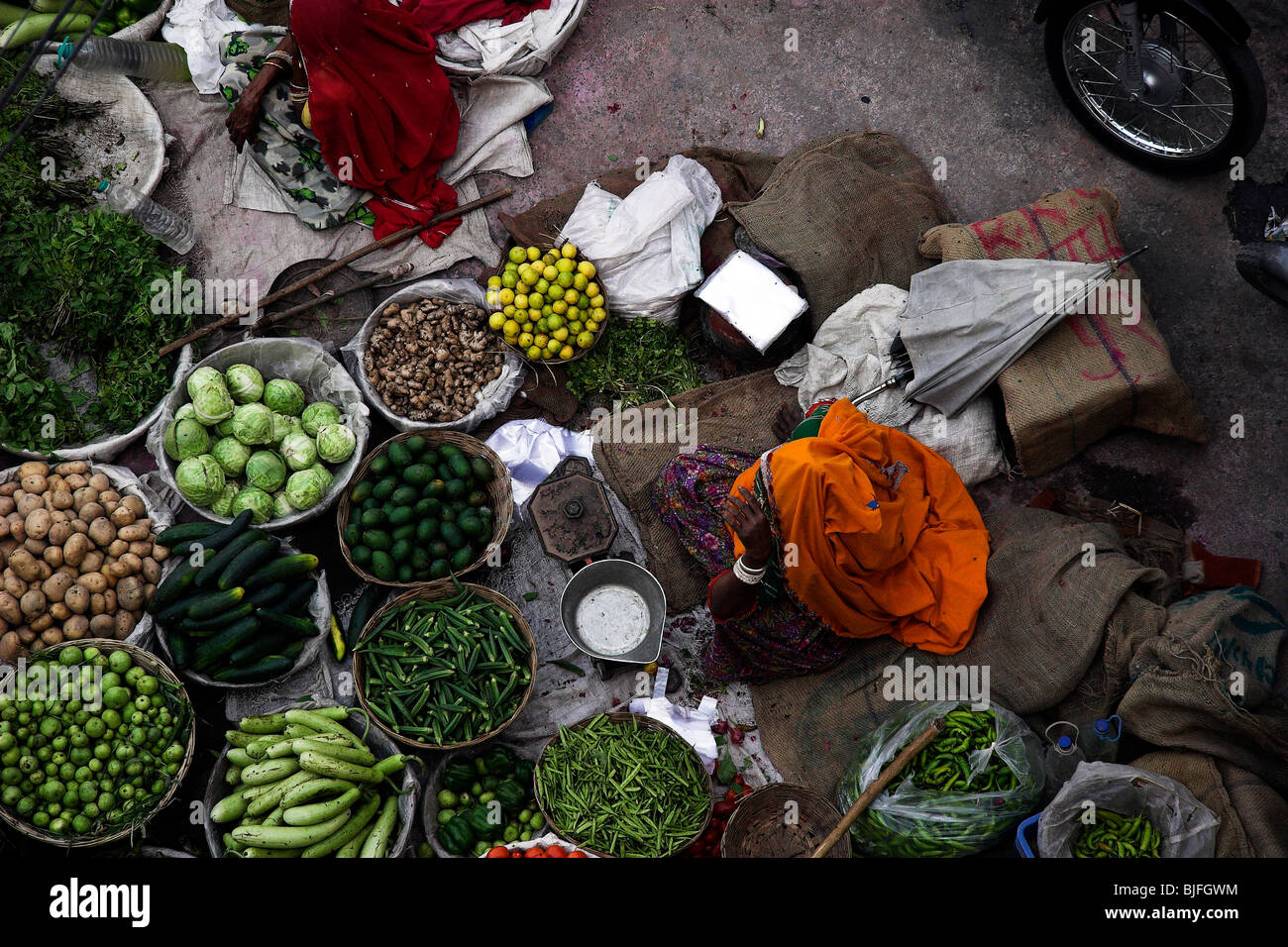 fruit and vegetable sellers in Pushka, India Stock Photo