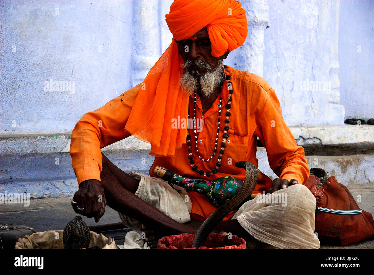 snake charmer in Pushka, India Stock Photo