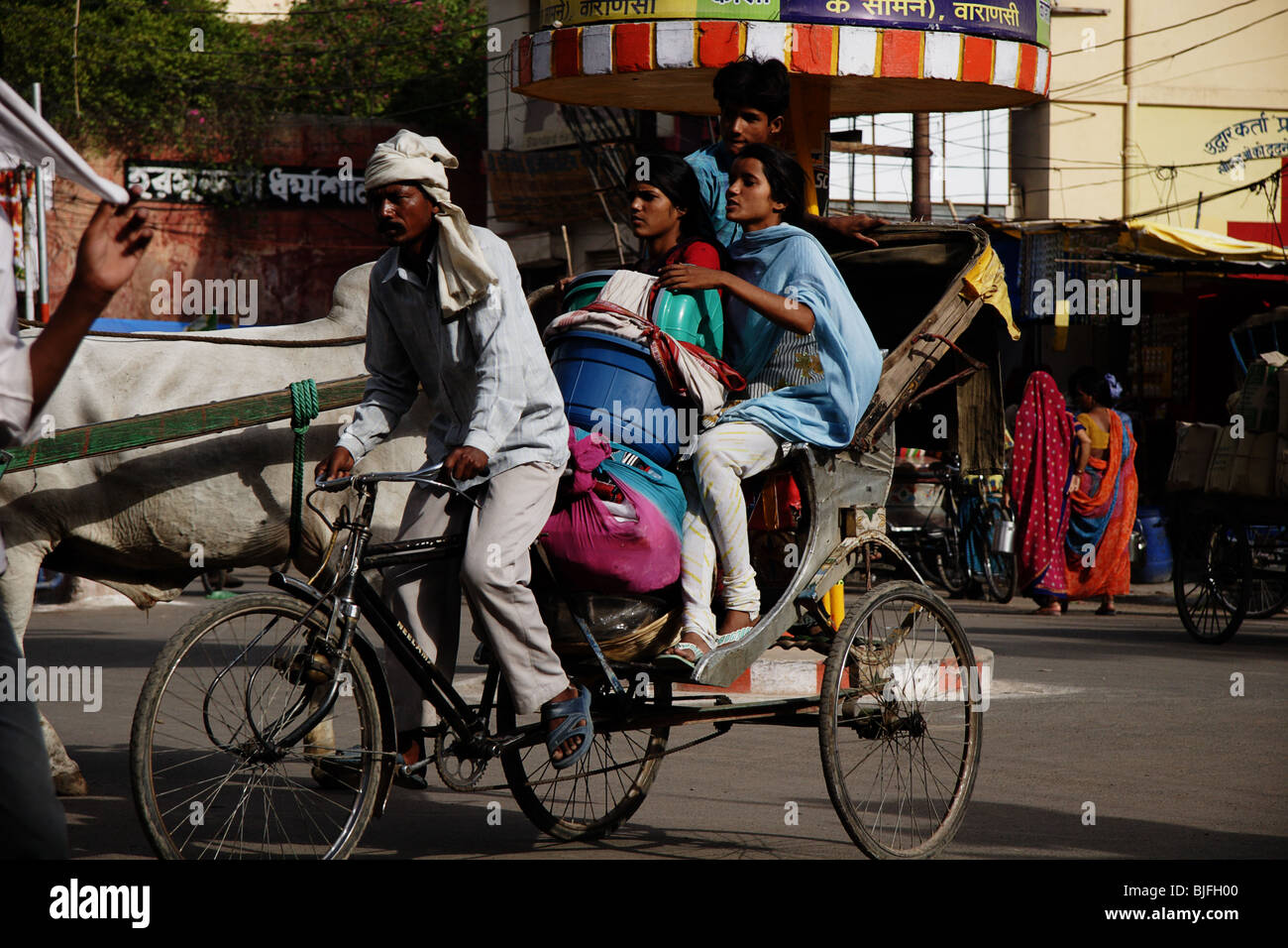 taxi by rickshaw in Varanasi, India Stock Photo