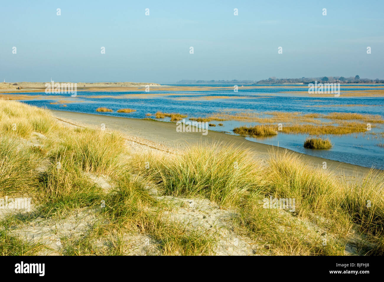 The salt marsh and sand dunes at East Head, West Wittering, near