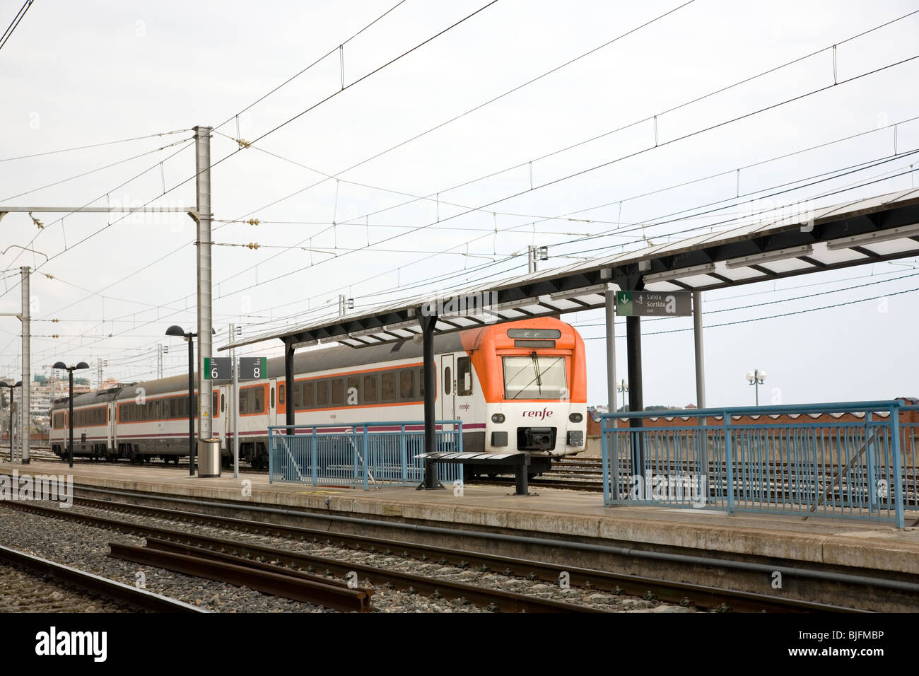 Renfe train arriving at Tarragona station in Spain Stock Photo Alamy
