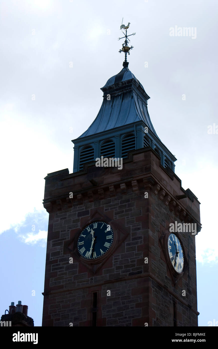 Clock tower in the Dean Village, Edinburgh, Scotland. Stock Photo