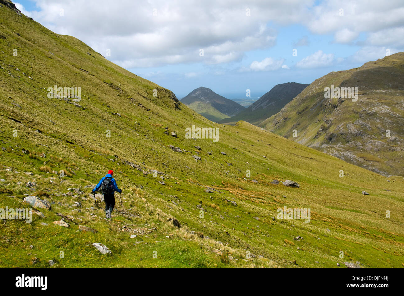 Descending to the Muckanaght Benbrack col, in the Twelve Bens range