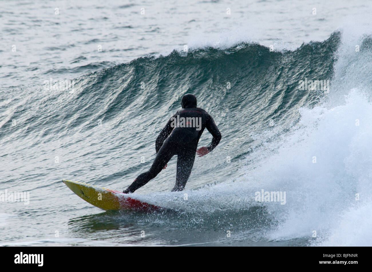 A surfer at Renvyle Beach, Connemara, County Galway, Ireland Stock Photo
