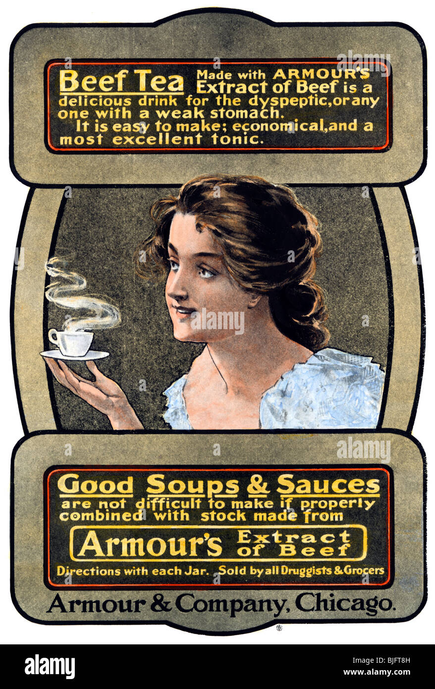 Advertisement for Armour's Extract of Beef, 1900. Hand-colored halftone Stock Photo
