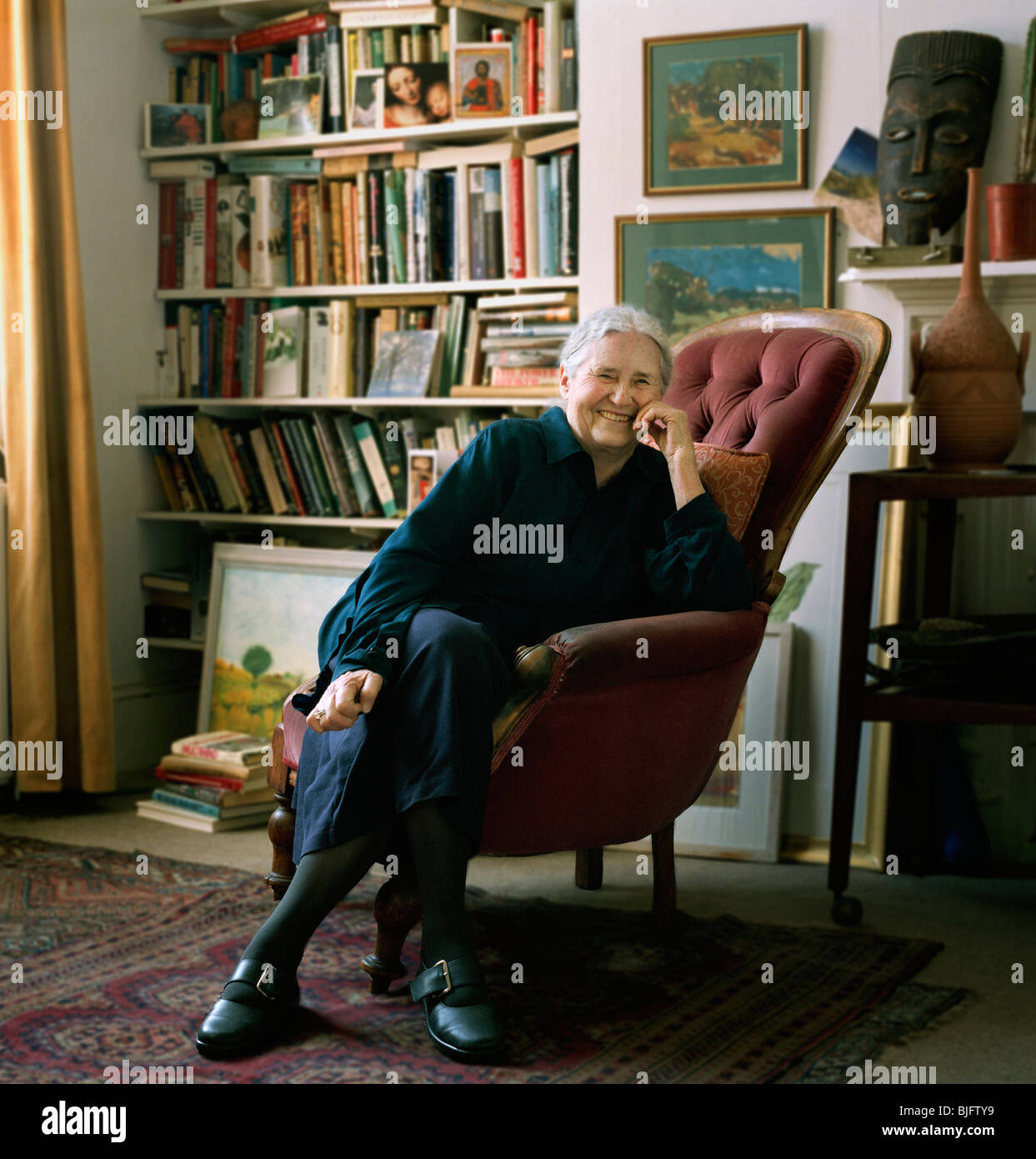 Doris Lessing at home Stock Photo