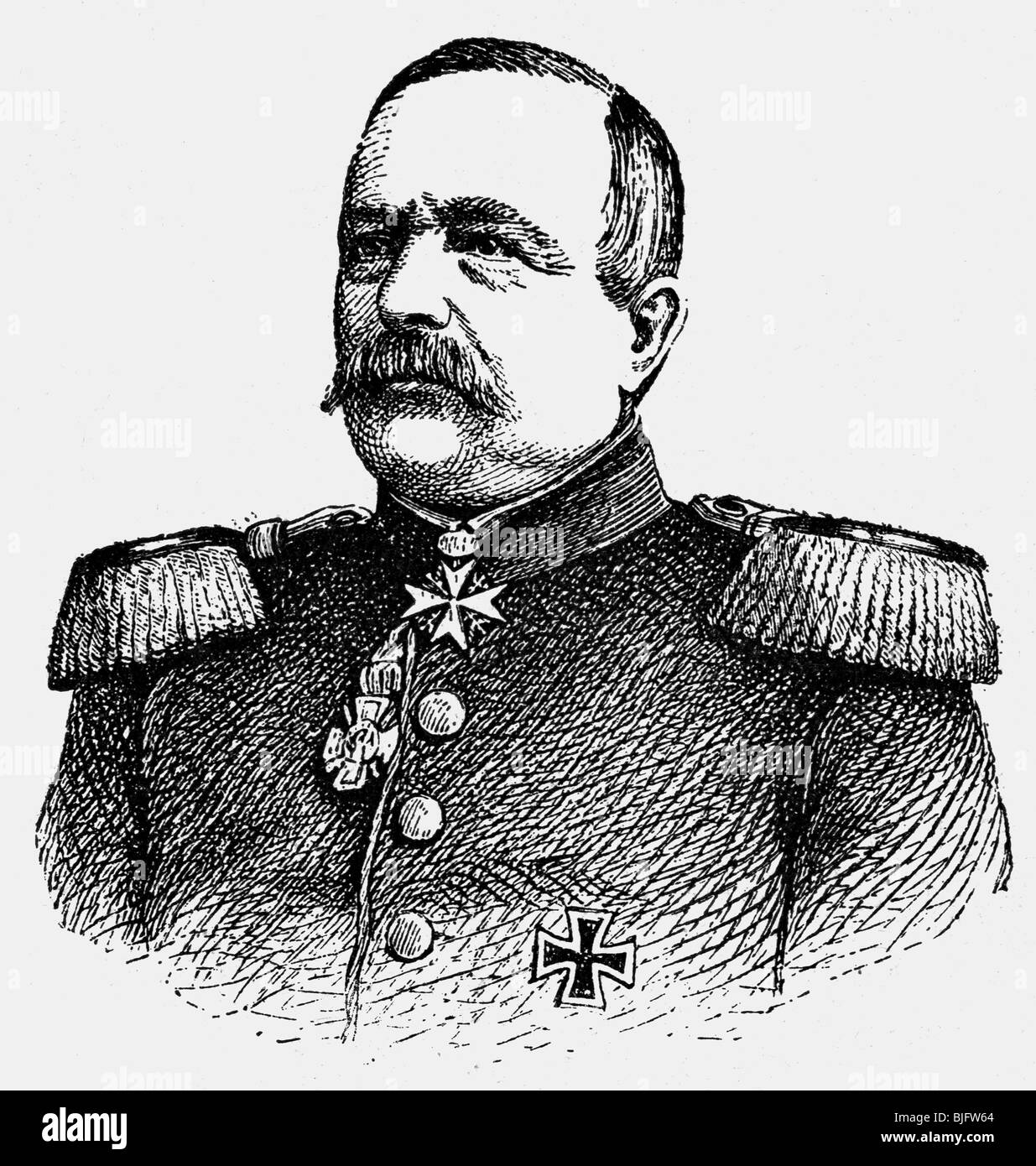Goltz, Eduard Kuno von der, 2.2.1817 - 29.10.1897, Prussian general, portrait, wood engraving, 1870, , Stock Photo