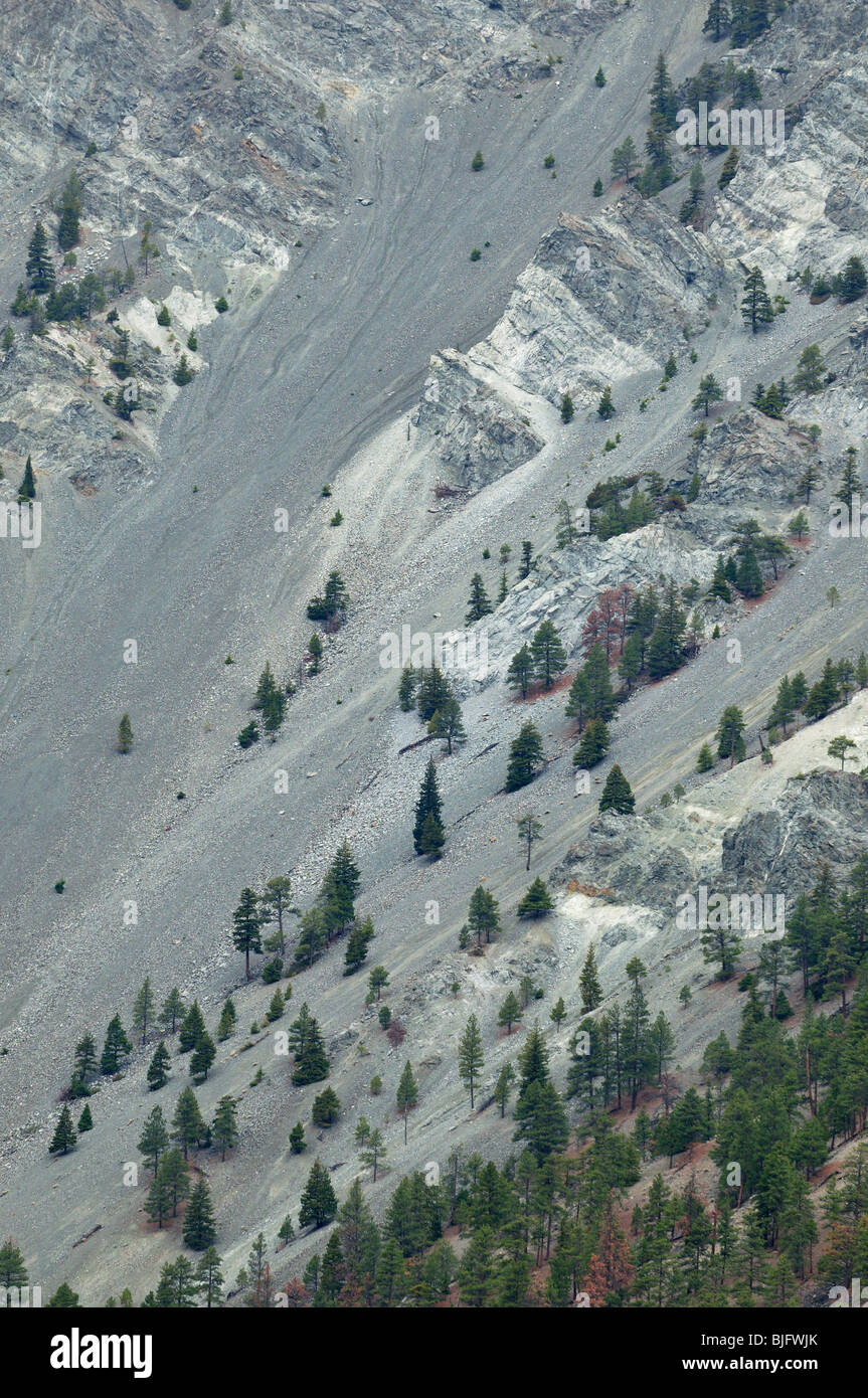 Talus slope along side the Thompson River in the British Columbia interior Stock Photo
