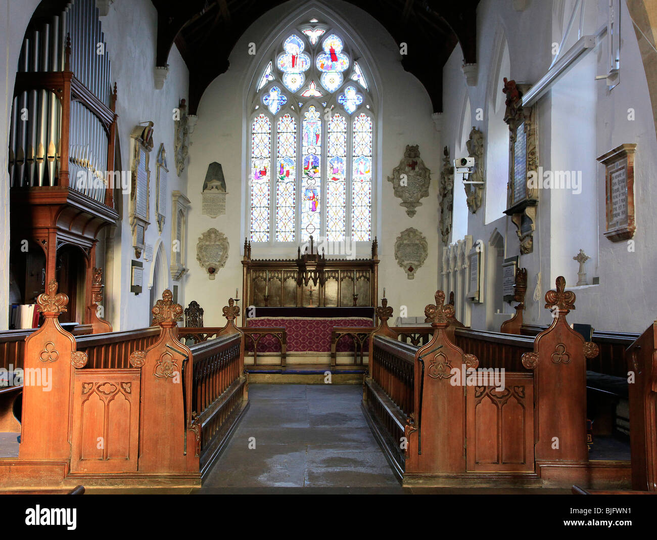Interior of a typical English country church in Wiltshire, England, UK