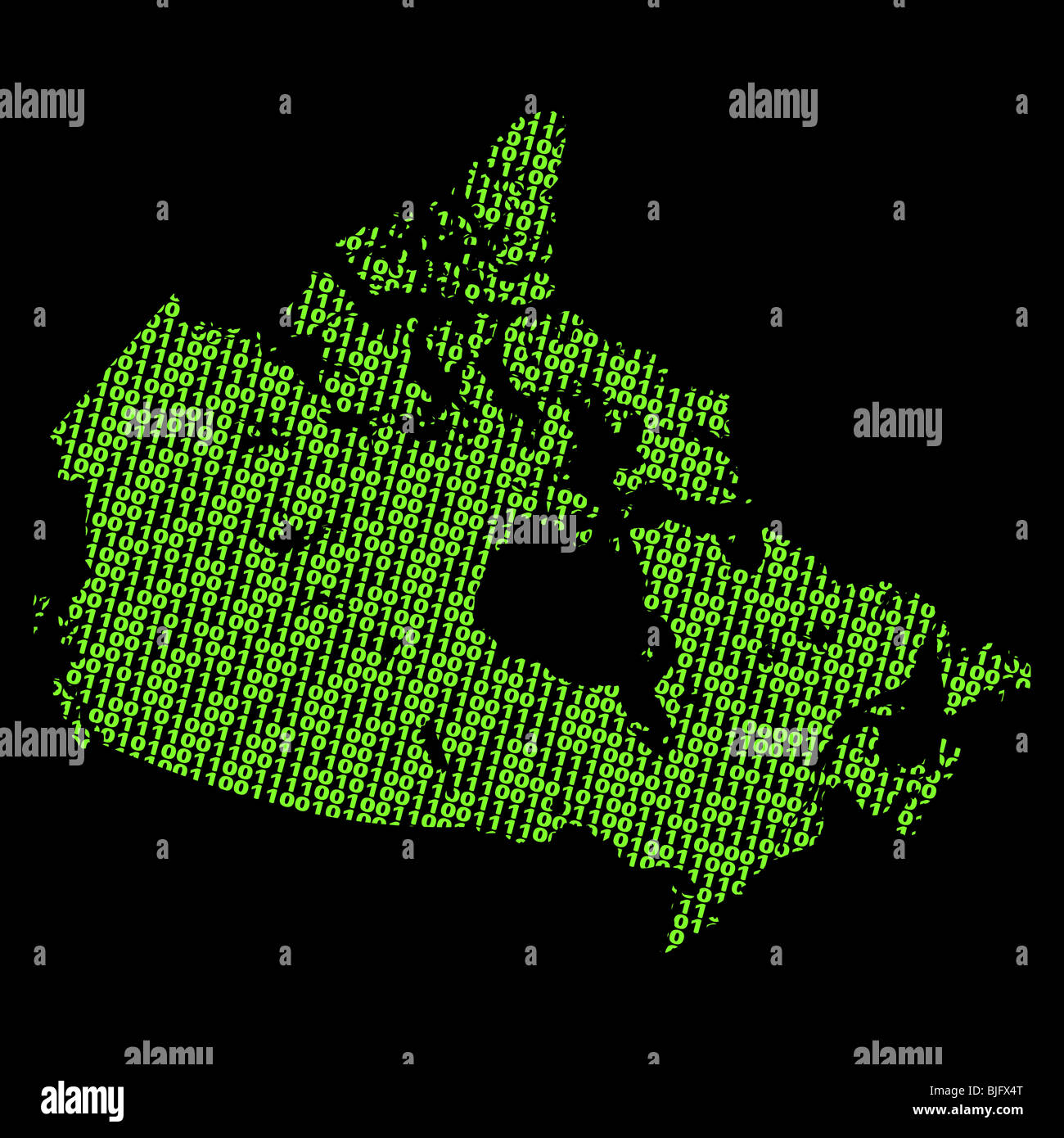 Canada map with green binary code illustration Stock Photo Alamy