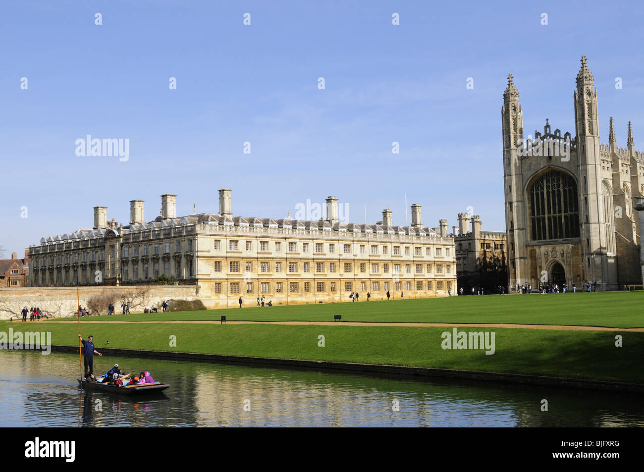 Punting by Kings College Chapel, Cambridge England UK Stock Photo