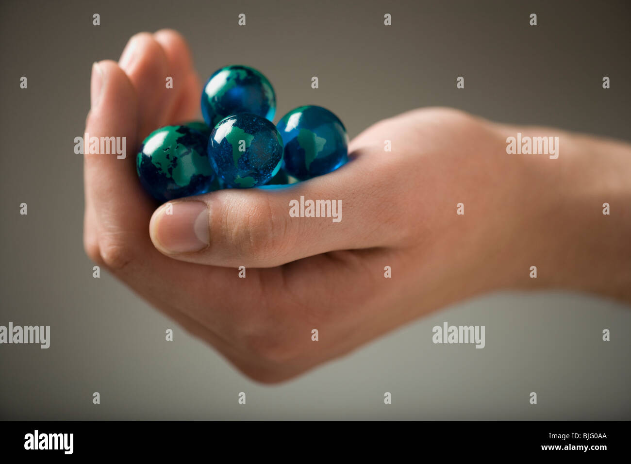 handful of marbles Stock Photo
