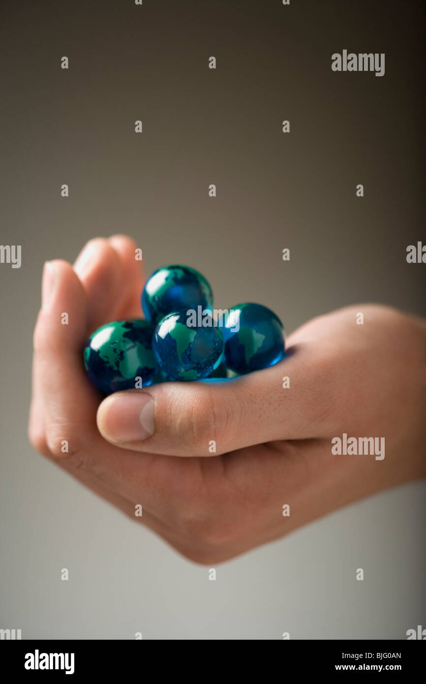 handful of marbles Stock Photo