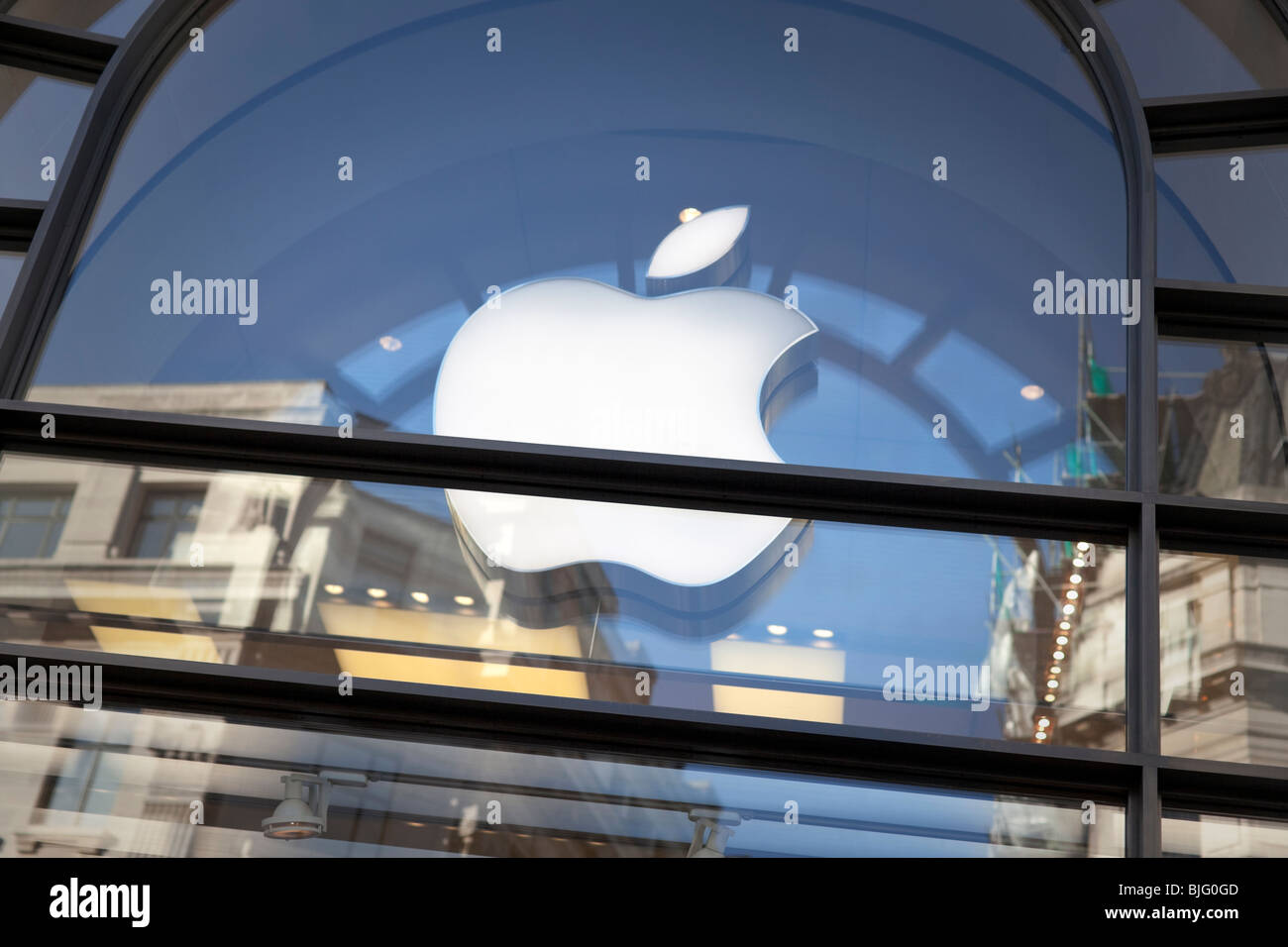 Apple store front, logo detail, London, UK Stock Photo