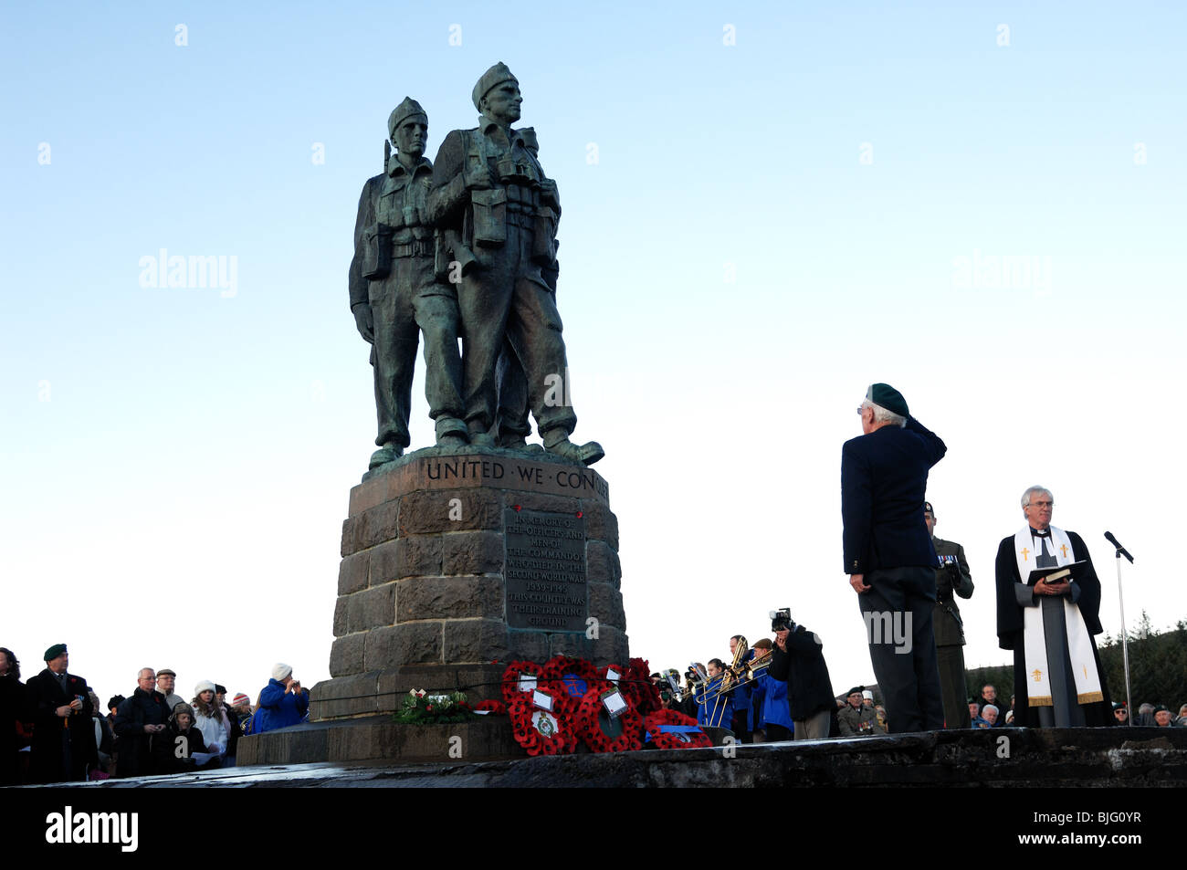 Annual remembrance day service held at the commando memorial spean bridge,highlands,Scotland Stock Photo