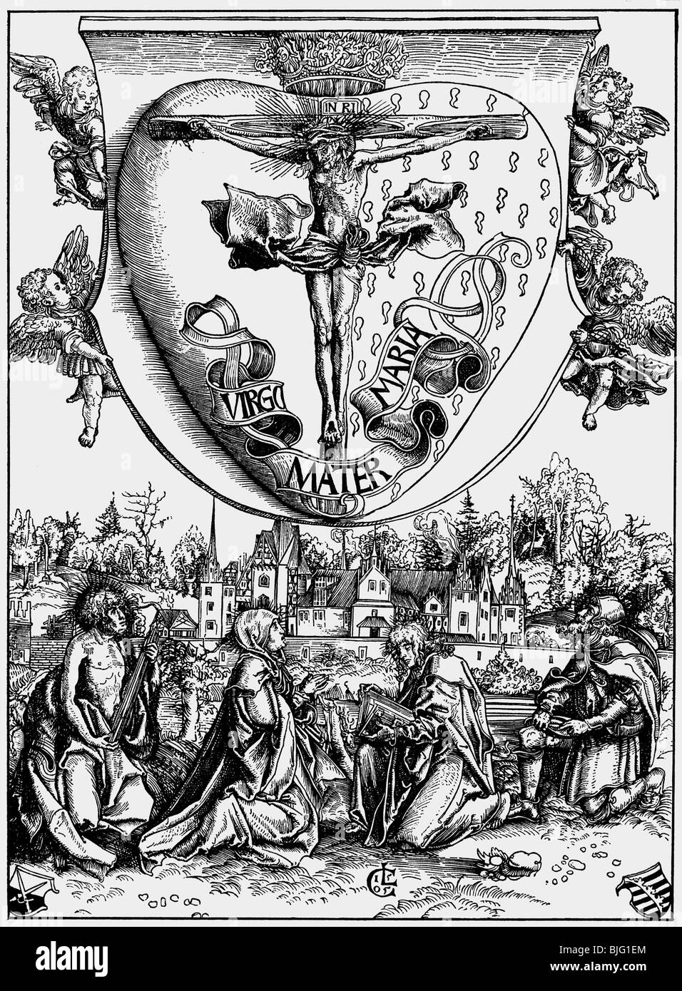 religion, christianity, Jesus Christ, Virgin Mary, Stain John, Saint Sebastian and Saint Roch