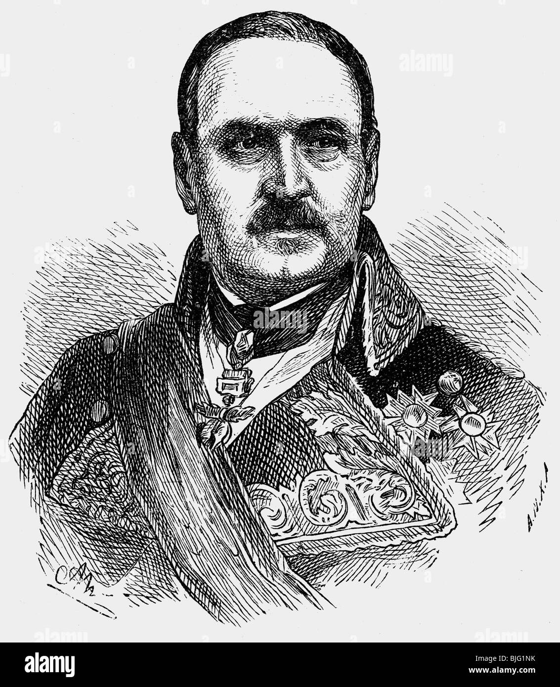 Fernandez-Espartero y Alvarez de Toro, Joaquin Baldomero, 27.2.1793 - 8.1.1879, Spanish general and politician, Regent of Spain 8.5.1841 - 22.7.1843, portrait, wood engraving by Adolf Neumann, 19th century, , Stock Photo