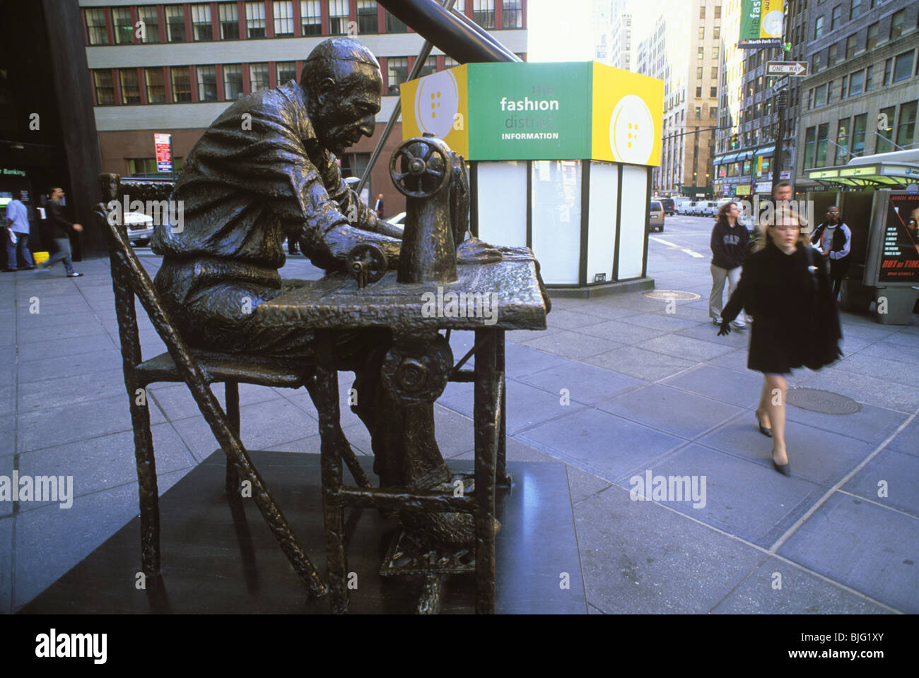 Isaac Singer Statue, Garment District, 7th Avenue, Manhattan, New York Stock Photo