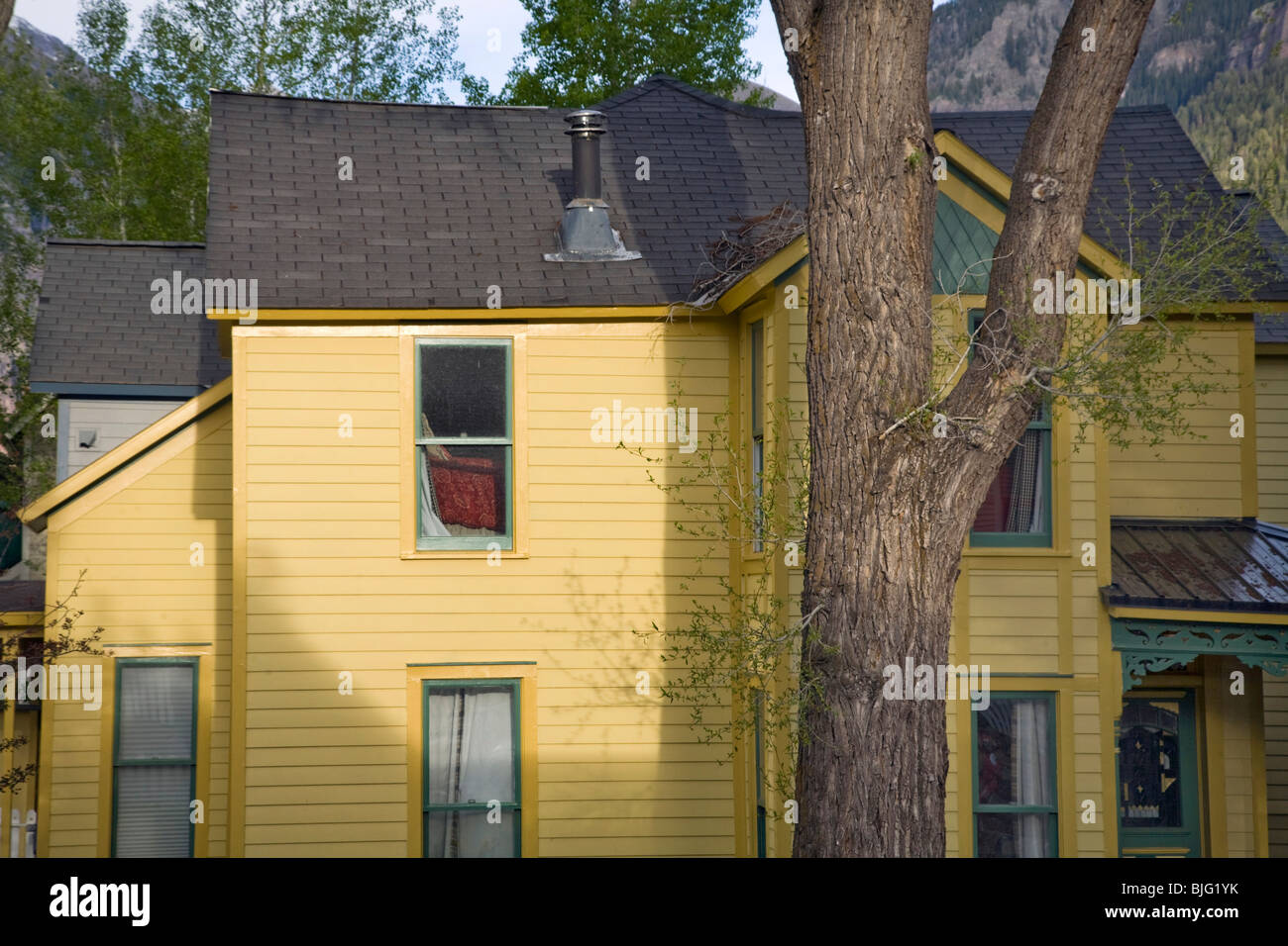 Victorian home in the upper or sunny side of Telluride, Colorado Stock
