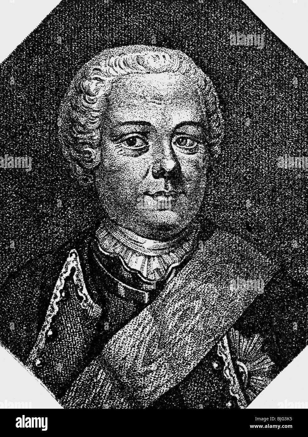 Winterfeldt, Hans Karl von, 4.4.1707 - 8.9.1757, Prussian general, copper engraving, 18th century, , Artist's Copyright has not to be cleared Stock Photo