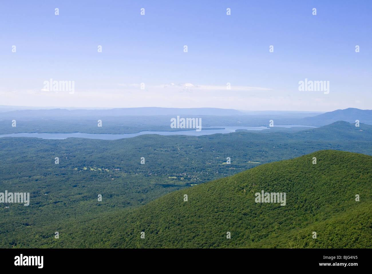 Hudson River and Valley from Overlook Mountain in the Catskills, Woodstock, New York, USA Stock