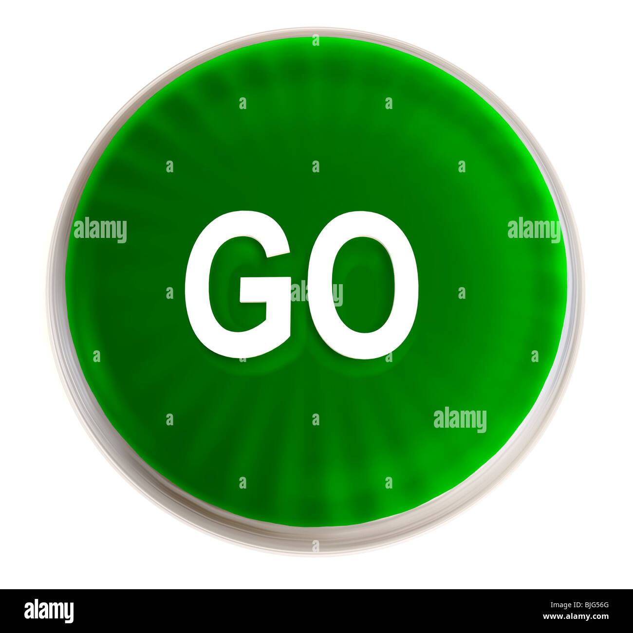 Bright green transparent button icon with silver metal bevel Stock ...