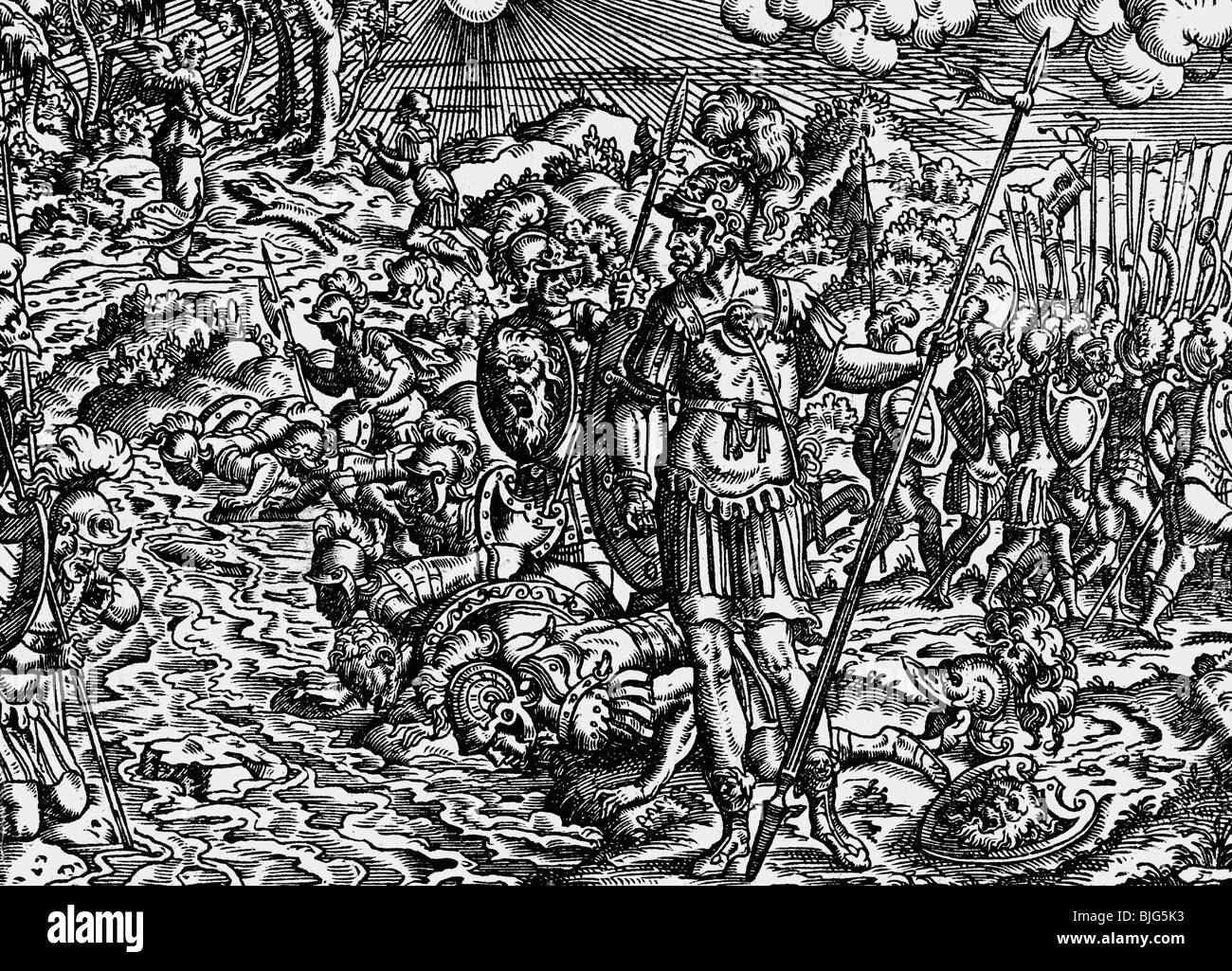 fine arts, Amman, Jost (1539-1591), woodcut, 15.5. cm x 11 cm, illustration from the bible, printed by Sigmund Feyerabend, Frankfurt on the Main, Germany, 1564, Artist's Copyright has not to be cleared Stock Photo