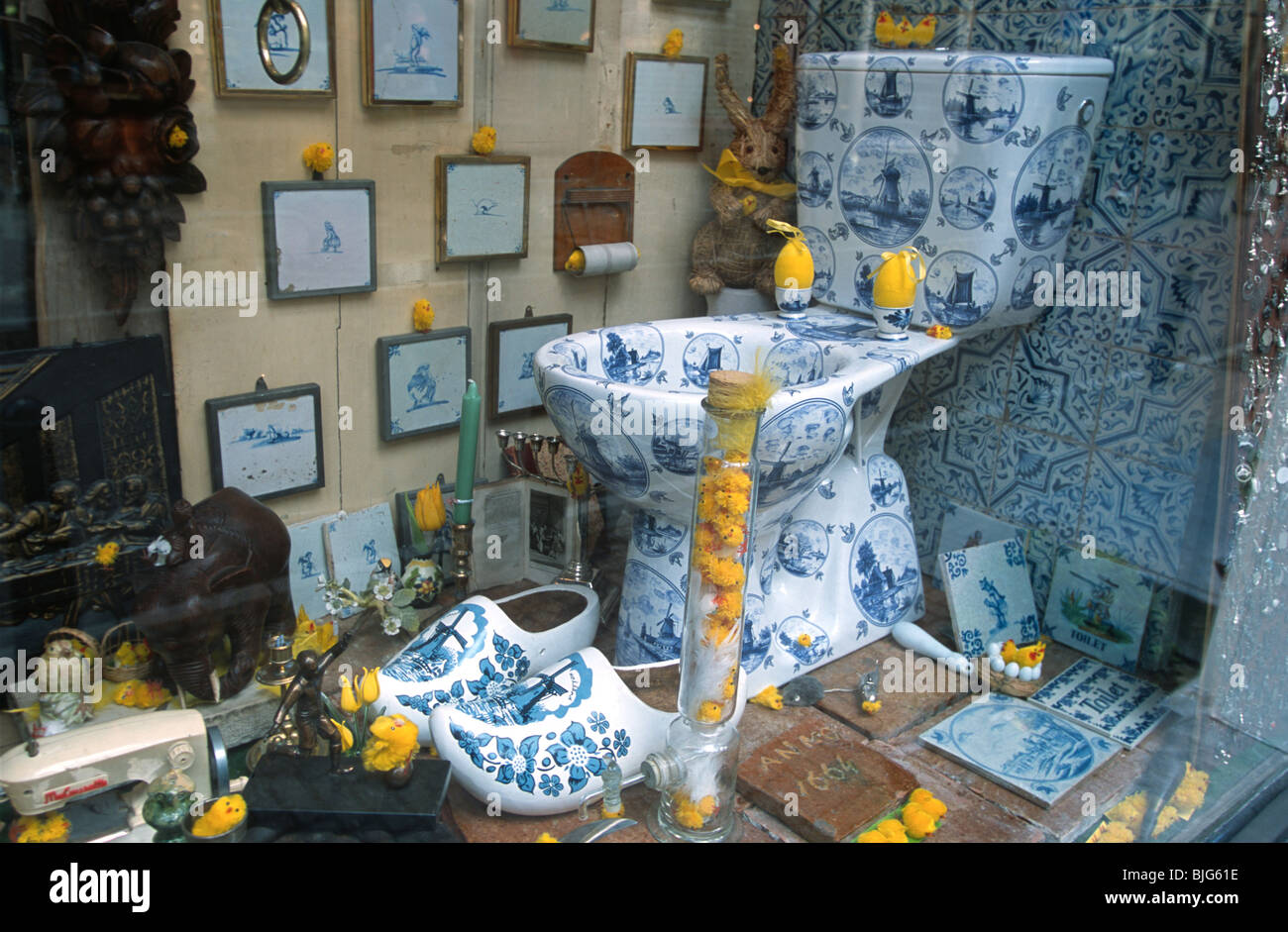 Eastertide window display in Eduard Kramer's antique shop, Amsterdam