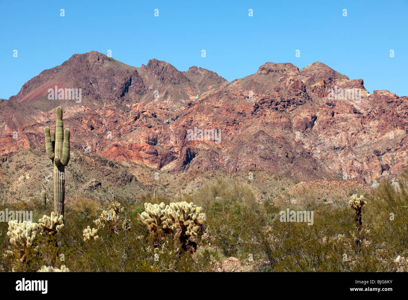 Mineral Rich KOFA Mountains, KOFA Mountain Wildlife Preserve near King of Arizona Mine, Arizona Stock Photo