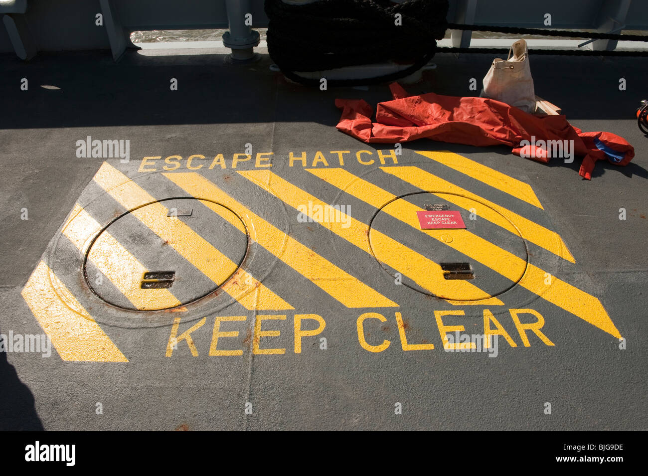 emergency-escape-hatch-keep-clear-stock-photo-alamy