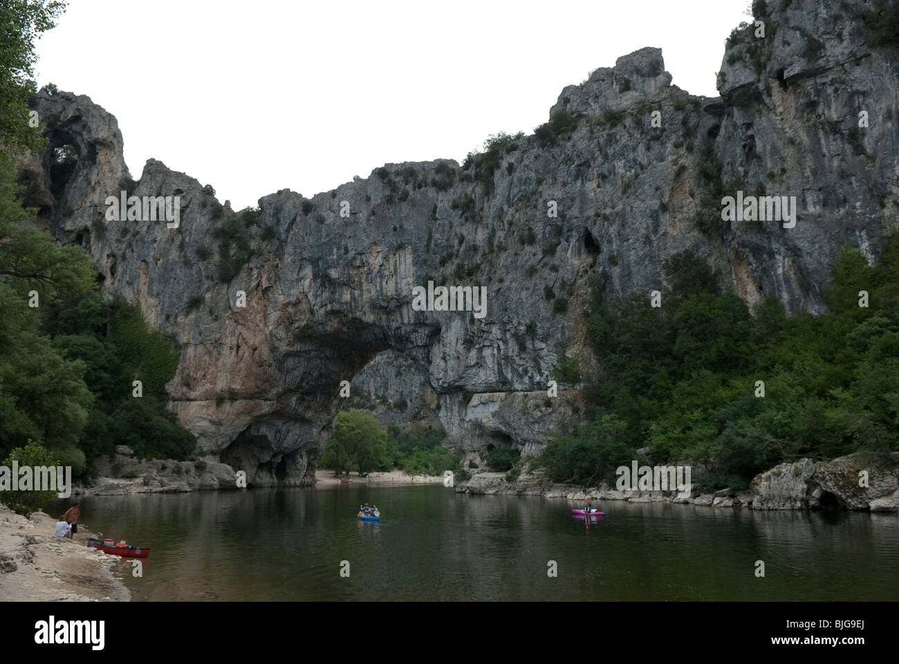 The Pont D'Arc, a famous rock formation in the Ardeche Gorge, France ...