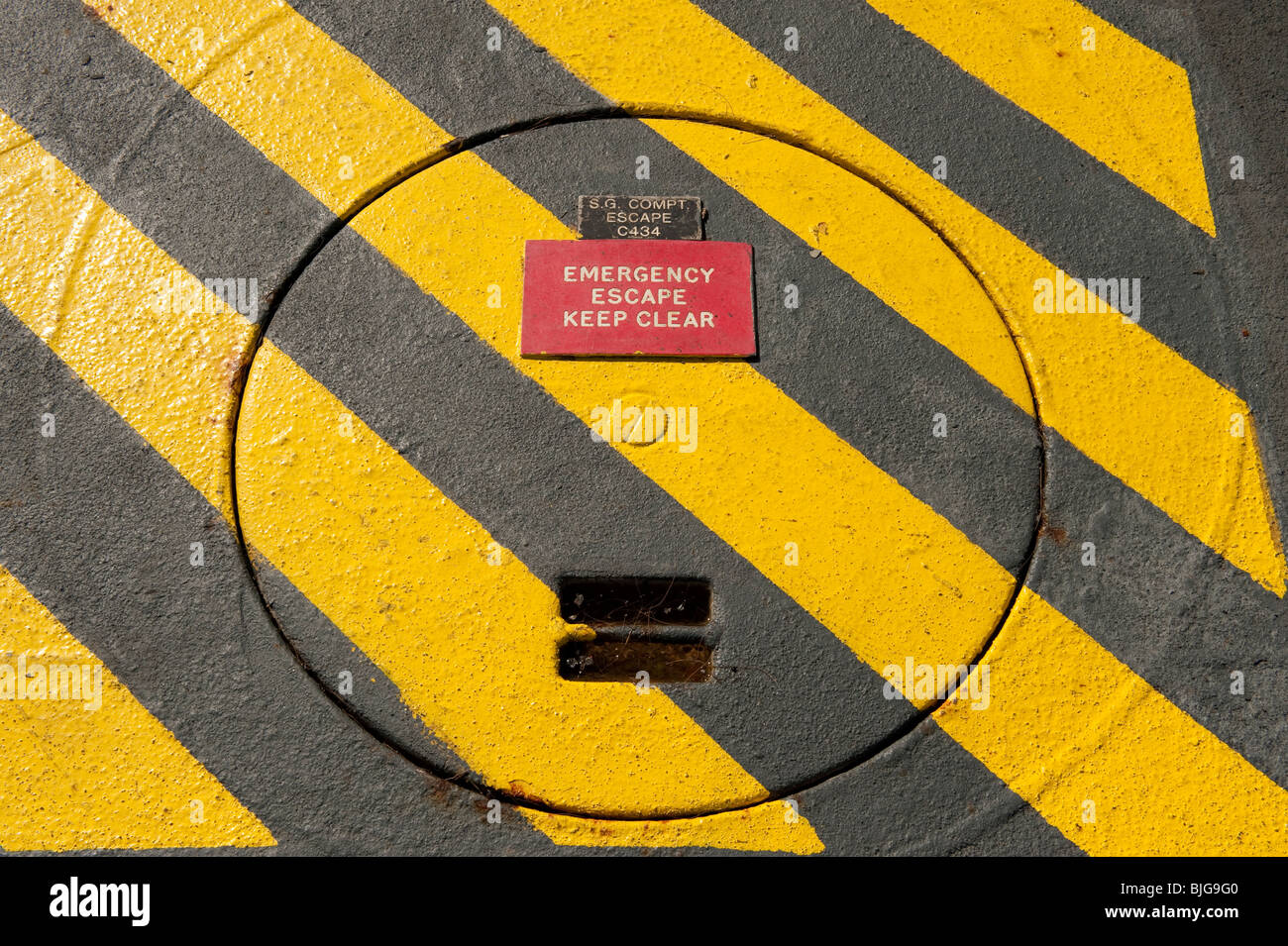 emergency-escape-hatch-keep-clear-stock-photo-alamy