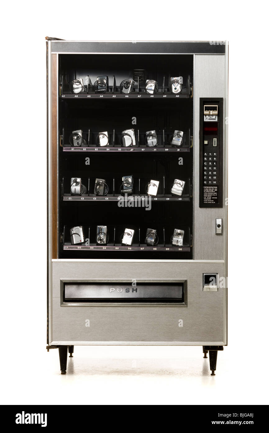 digital cameras in a vending machine Stock Photo
