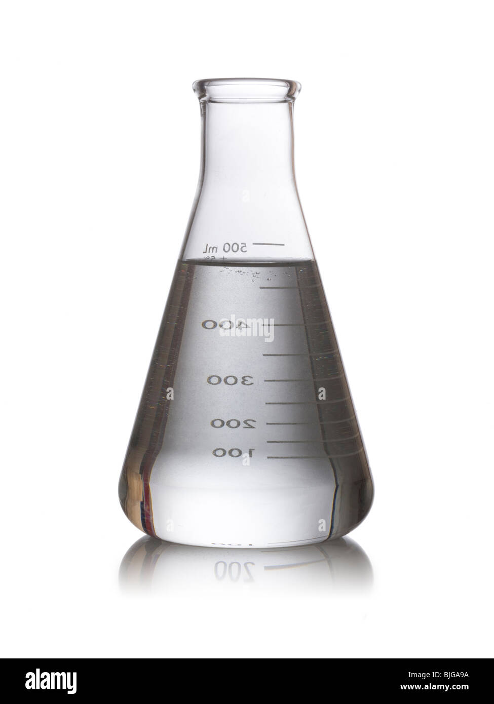 erlenmeyer flask full of liquid Stock Photo