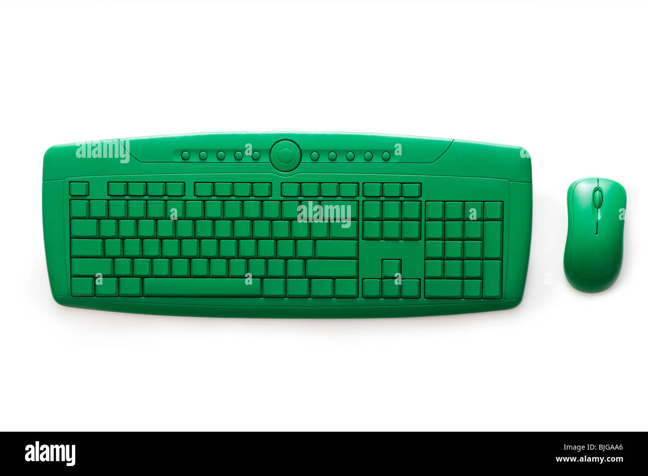 green computer keyboard and mouse Stock Photo