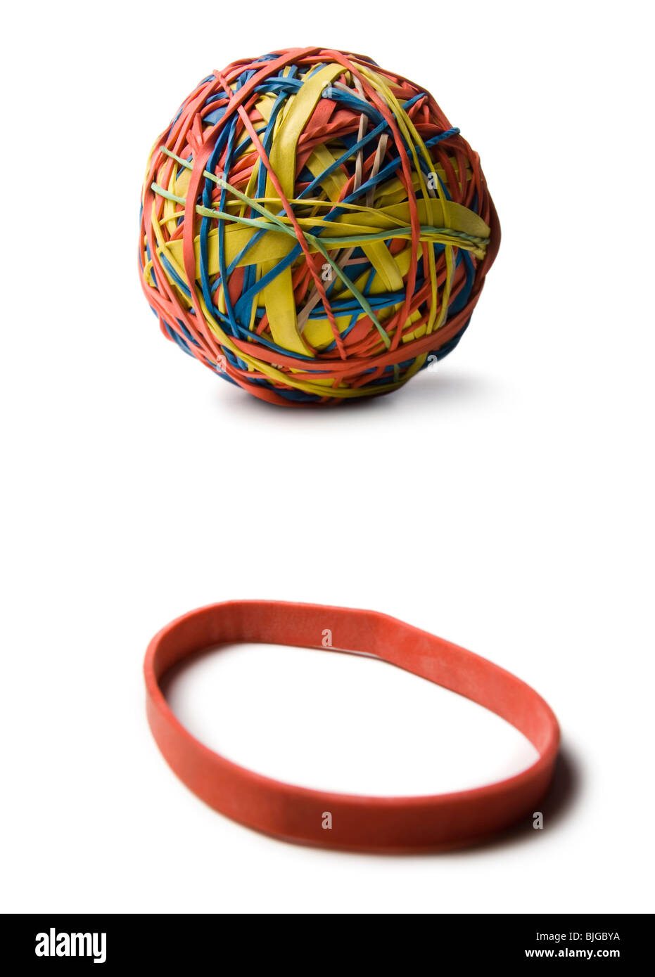 rubber band and a rubber band ball Stock Photo