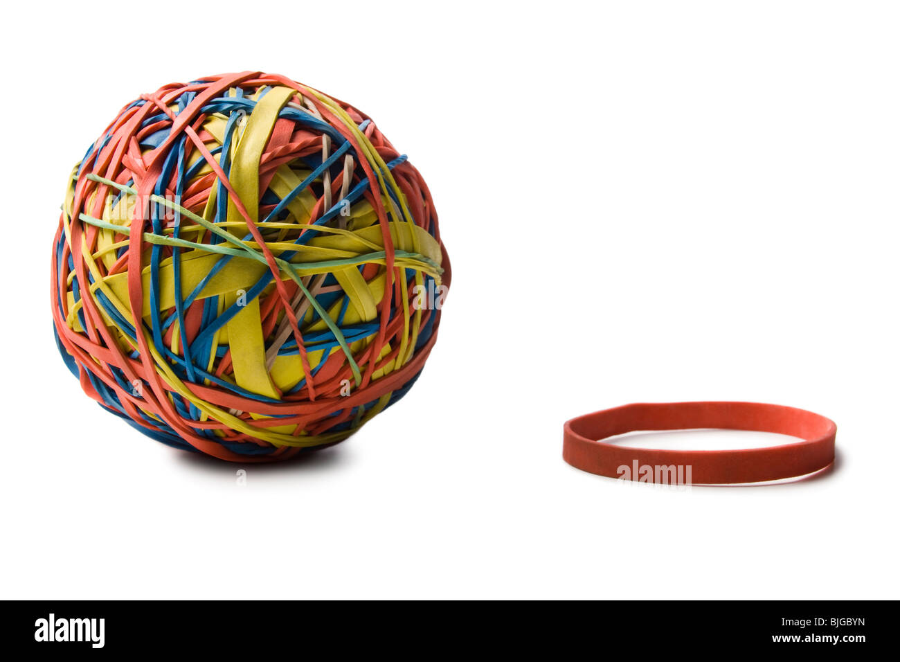 rubber band and a rubber band ball Stock Photo