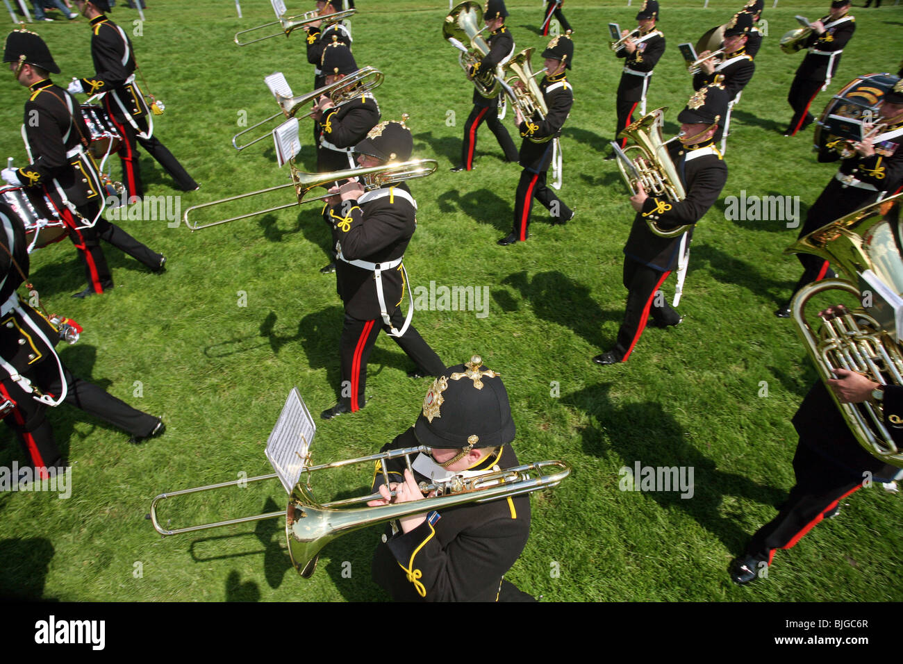 Brass band playing at EpsomDowns racecourse, Epsom, Great Britain