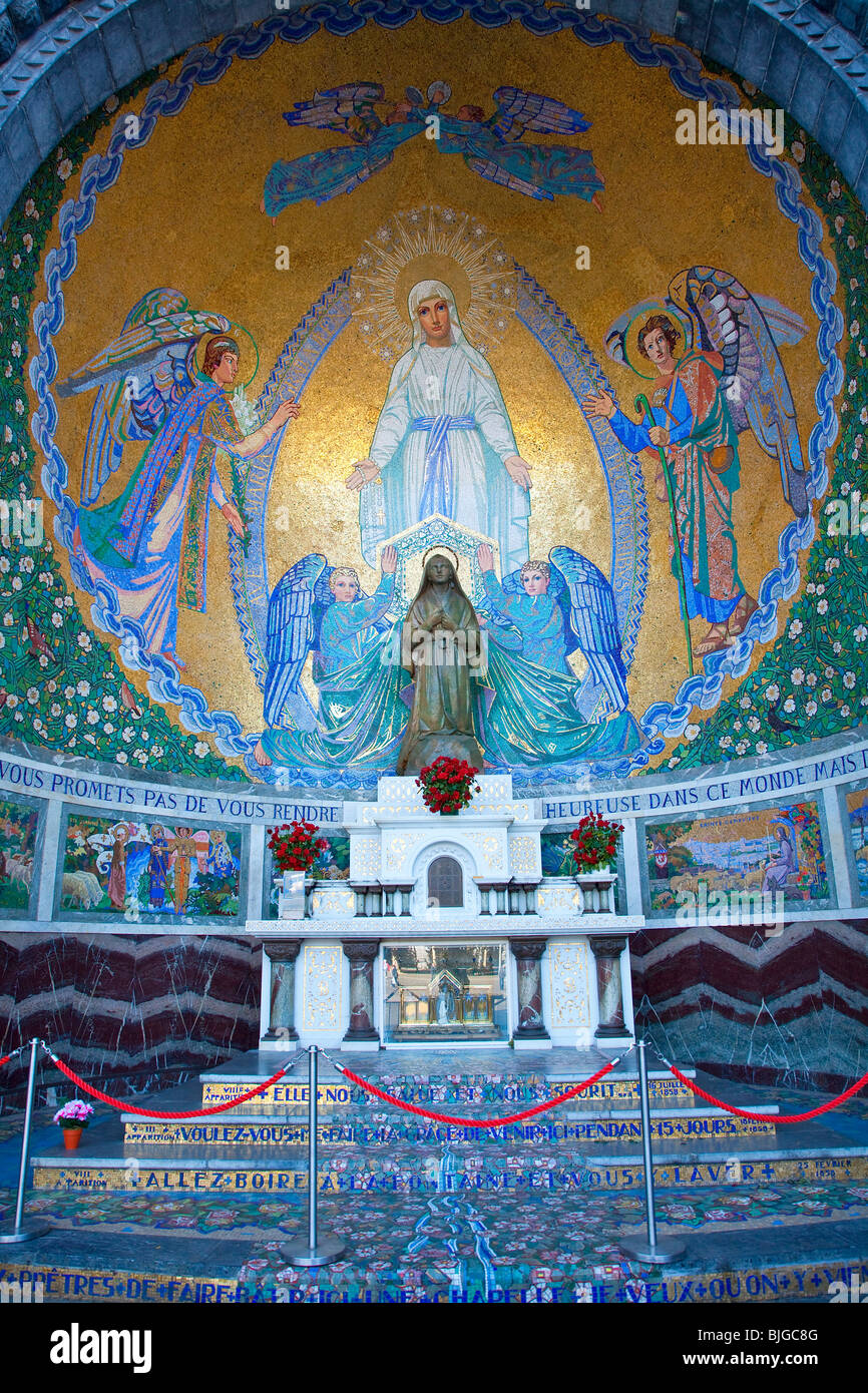 Mosaic on the esplanade of the Rosary Basilica, Lourdes Stock Photo