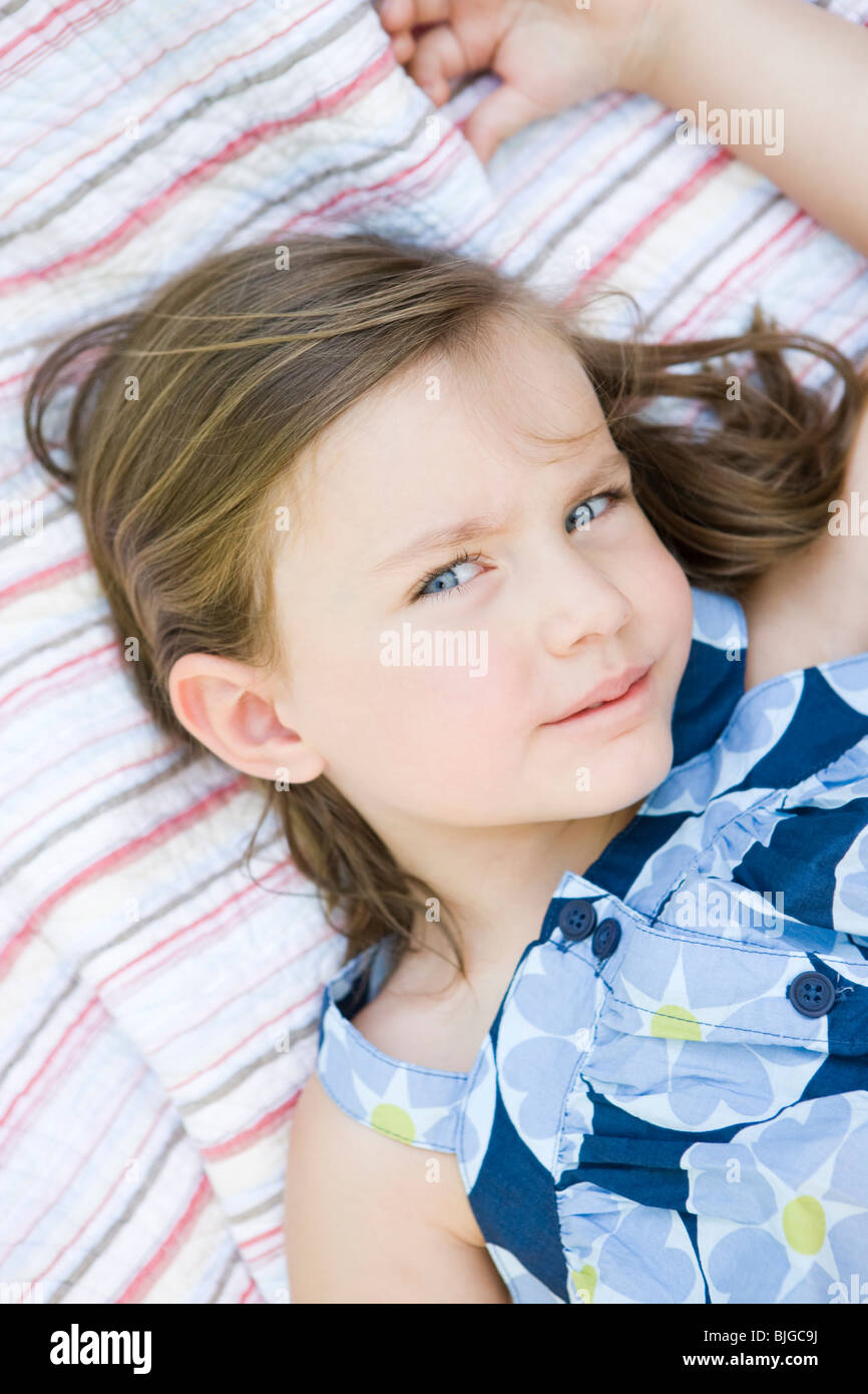little girl in a blue dress Stock Photo - Alamy