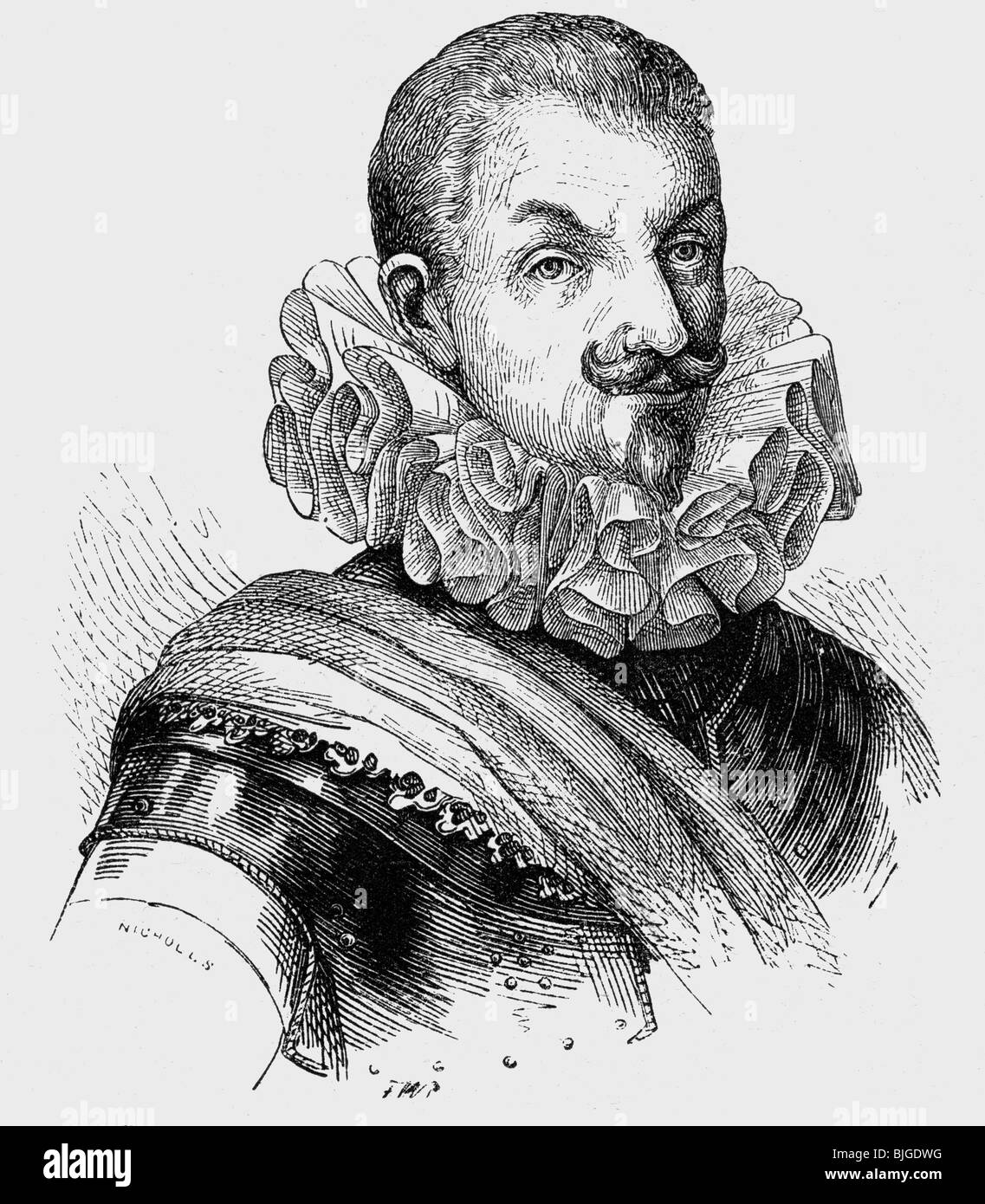 Tilly, Johann Tserclaes von, 1559 - 20.4.1632, Brabant general, portrait, wood engraving, 19th century, , Stock Photo
