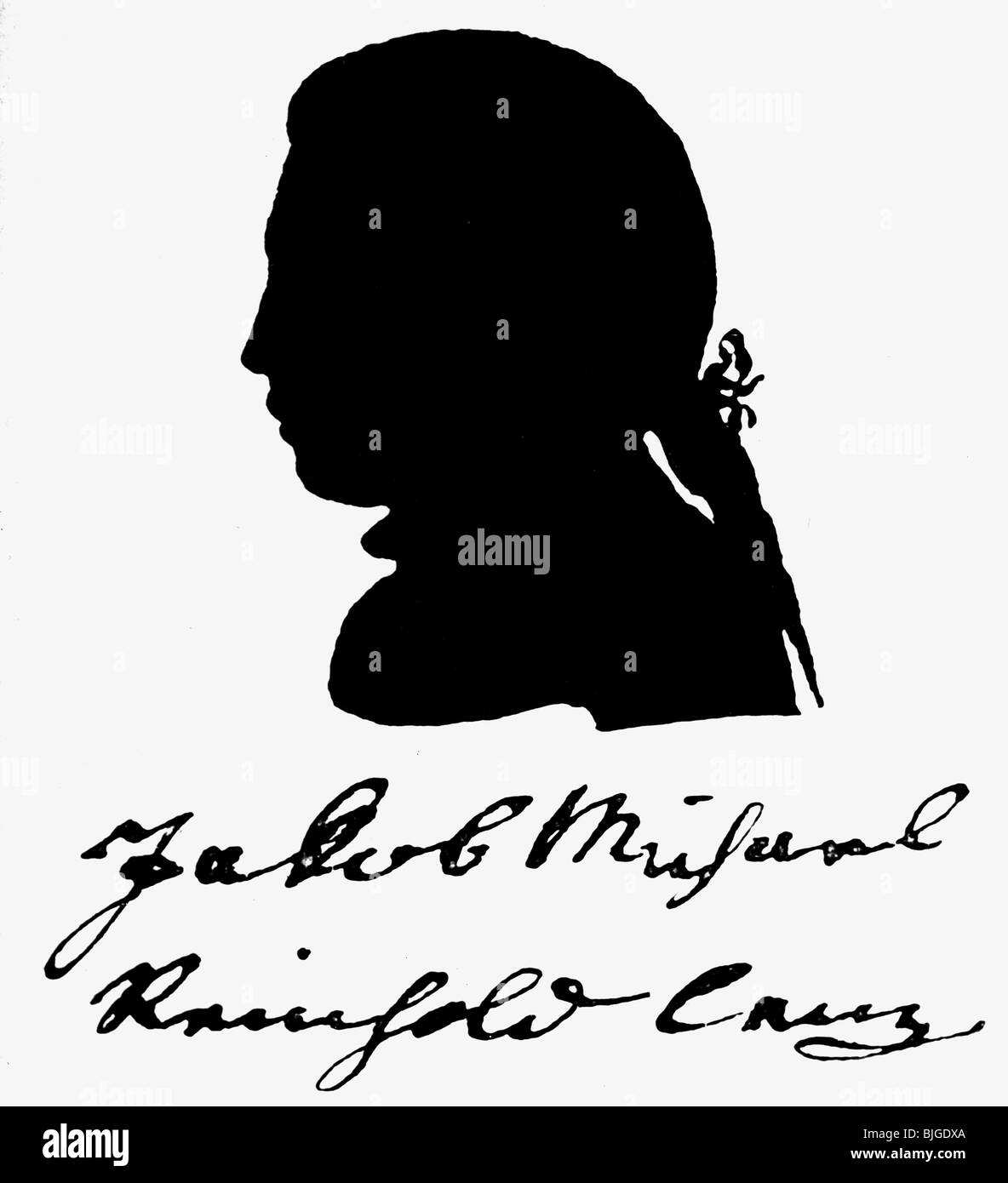 Lenz, Jakob Michael Reinhold, 12.1.1751 - 24.5.1792, German poet, portrait, profile, silhouette, Stock Photo