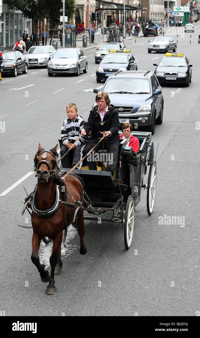 Horse carriage in a street, Dublin, Ireland Stock Photo