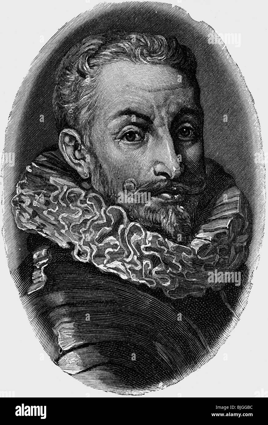 Tilly, Johann Tserclaes von, 1559 - 20.4.1632, Brabant general, portrait, wood engraving, 19th century,  , Stock Photo