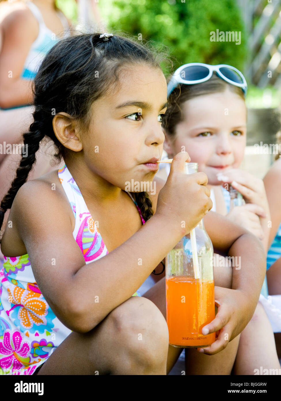 girl drinking a soda Stock Photo
